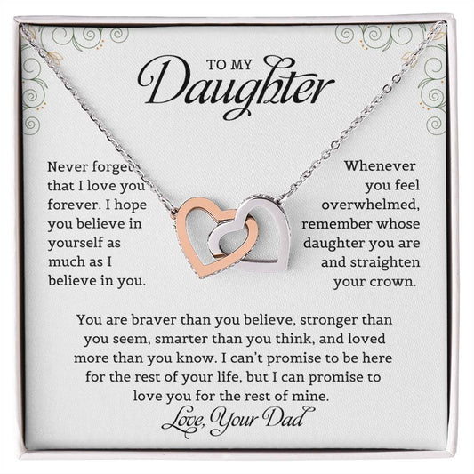 To My Daughter | never Forget That I Love You - Interlocking Hearts necklace