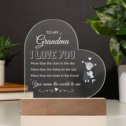 To My Grandma | Printed Heart Acrylic Plaque