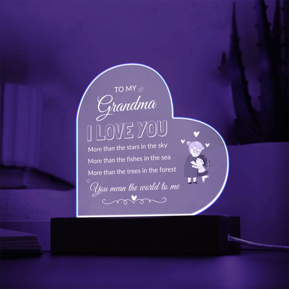 To My Grandma | Printed Heart Acrylic Plaque