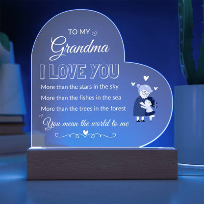 To My Grandma | Printed Heart Acrylic Plaque