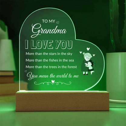 To My Grandma | Printed Heart Acrylic Plaque