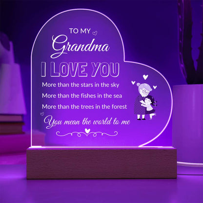 To My Grandma | Printed Heart Acrylic Plaque