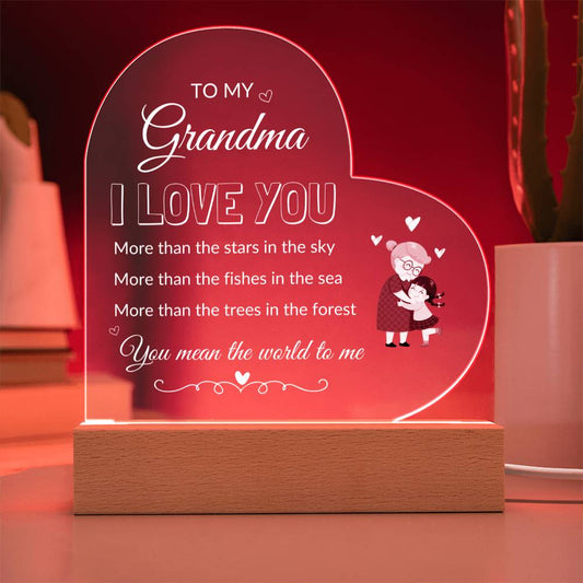 To My Grandma | Printed Heart Acrylic Plaque