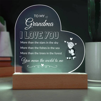 To My Grandma | Printed Heart Acrylic Plaque