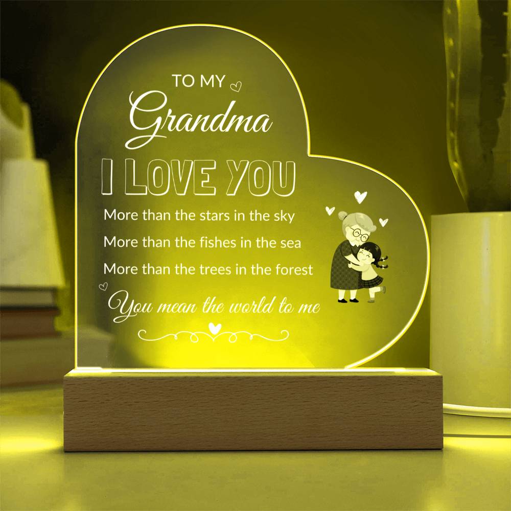 To My Grandma | Printed Heart Acrylic Plaque