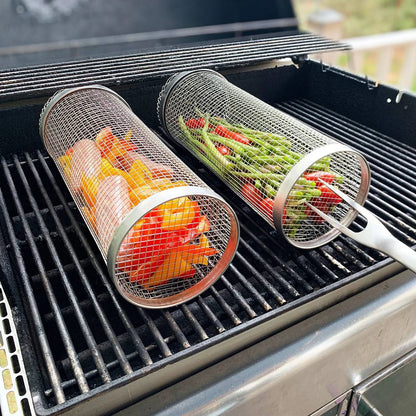 Rolling BBQ Grill Basket